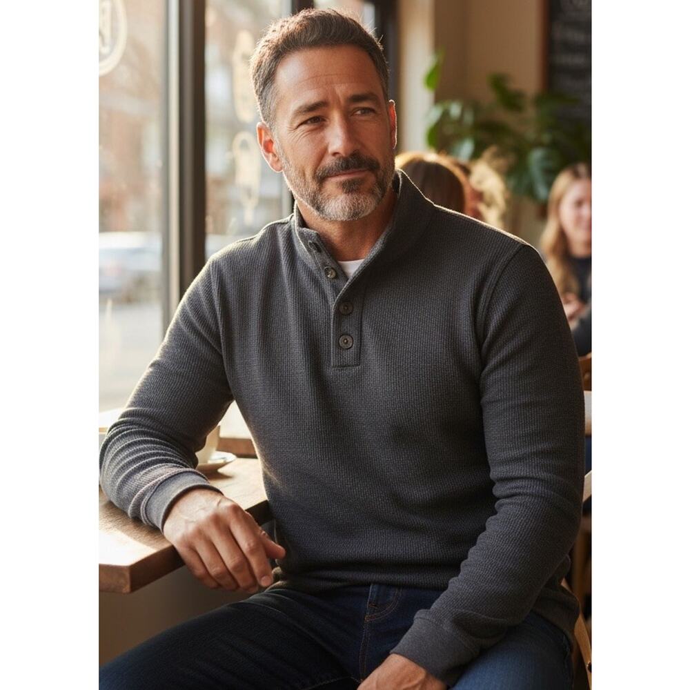 NWT Gray Natural Reflections Casual Knitted Mock Neck Pullover Sweater 1 X-Large